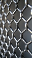 Fototapeta premium Close-up view of a metal mesh. Hexagonal pattern