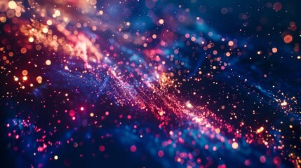 Obraz premium Abstract Bokeh Sparkle Background With Vibrant Neon Lights, Festive Backdrop