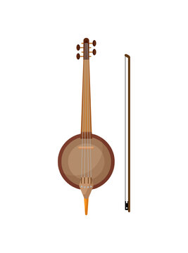 Vector illustration of a brown rebab with a bow.