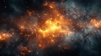 Obraz premium Abstract Galaxy Nebula: Golden Sparkle Background, Cosmic Dust