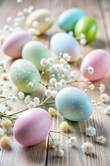 Obraz premium Easter eggs on wooden background