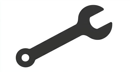 Simple, dark gray wrench icon isolated on white.  A basic tool illustration