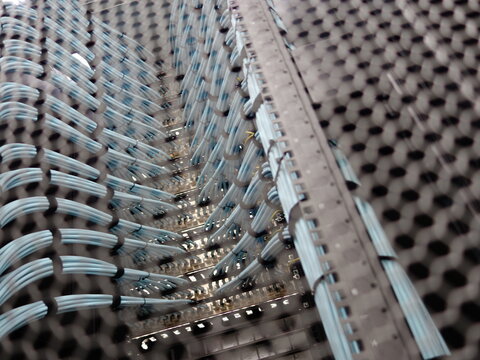 High-Tech Network Cables Organized in Modern Data Center Structure