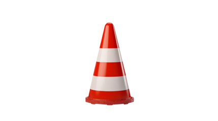 Isolated traffic cone with red and white stripes against a stark black background image viewisolated on transparent background	