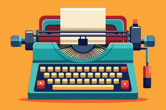 A colorful and disproportionate typewriter design showcases a unique take on vintage writing tools, Typewriter Customizable Disproportionate Illustration