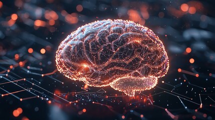 quantum brain made of glowing fiber optic lines, abstract AI concept, neural pathways lighting up, cosmic backdrop, sci-fi digital art