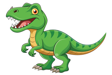 A friendly cartoon tyrannosaurus is playfully posed with a big smile on a clean, white background, Tyrannosaurus cartoon isolated on white background