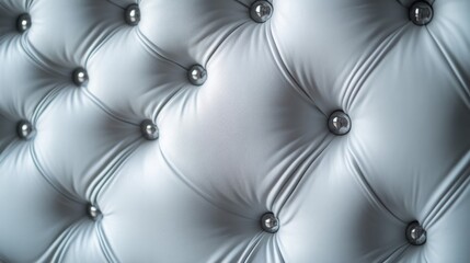 Fototapeta premium Gray Velvet Upholstery with Diamond Tufting and Silver Buttons