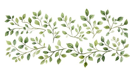 Fototapeta premium Elegant Watercolor Green Branches Minimalistic Vector Banner