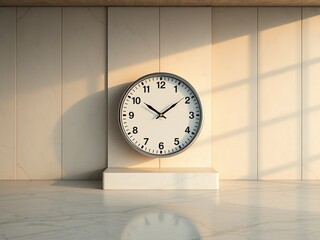 Pastel Wall Clock on Marble, Urban Concrete Background