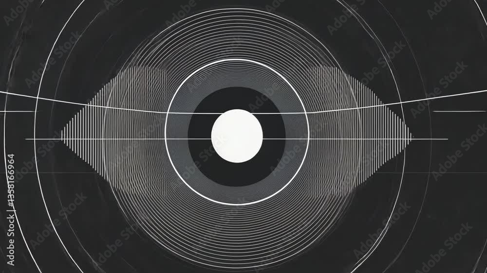 Poster monochrome abstract geometric design featuring circular patterns generative ai