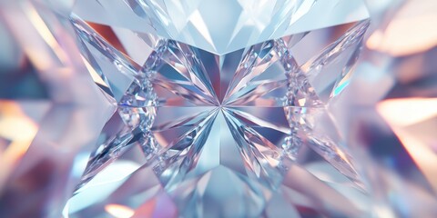 Sparkling Facets: Close-up of a radiant diamond, showcasing its intricate facets that capture and reflect light. This image embodies luxury and elegance.