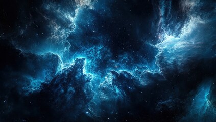 Cosmic Nebula: A Blue and Dark Space Scene