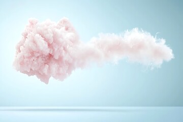 Pink Cloud Floating for Light Blue Background.