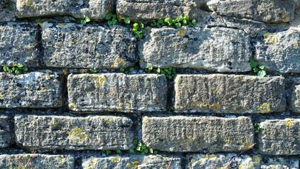 Close up old an old stone wall