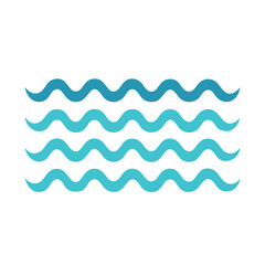 Fototapeta premium Water waves depicted with blue horizontal lines creating depth. Minimalist representation of ocean currents. Concept: water company, marine research, spa branding.