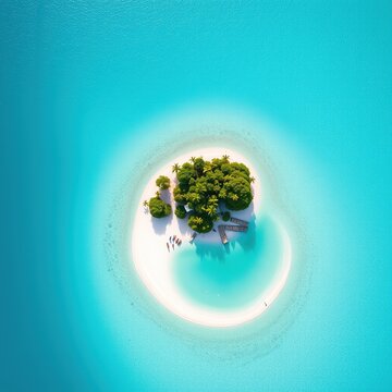 Chagos Archipelago Paradise Shore: Top-Down View Wallpaper