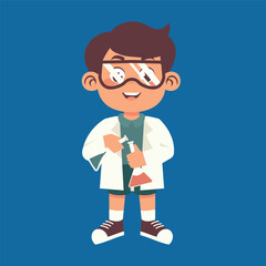 Boy with Safety Goggles Vector Illustration