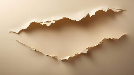 Tilted beige paper with shadow torn and ripped with decorative element. Torn Shadow. Illustration