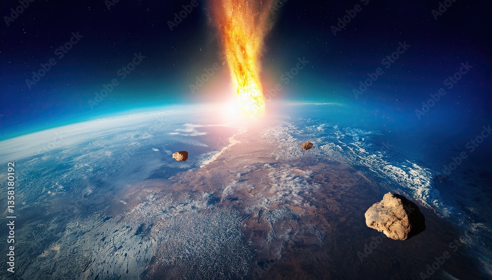 Poster exploring the potential consequences of asteroid impacts on earth and our planets defenses