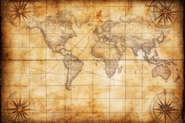 Fototapeta premium Antique World Map Vintage Travel Exploration.