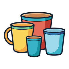 set of colorful cups