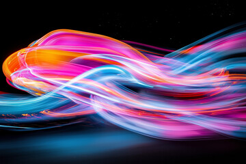 Abstract Light Painting: Vibrant Colors and Dynamic Flow, Modern Digital Art