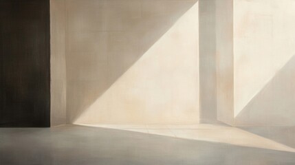 Abstract Light And Shadow On Beige Wall Corner