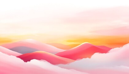 Pink Sunset Over Dreamy Mountains.