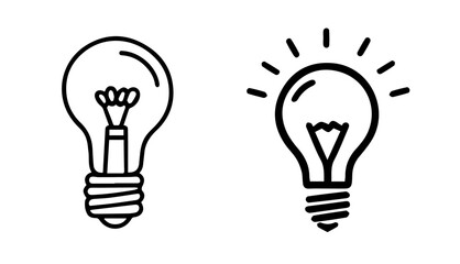 Light Bulbs Illustrating Ideas and Inspiration in Minimalist Style  