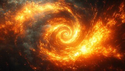 Obraz premium A fiery swirling spiral of glowing orange and yellow energy