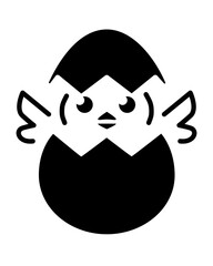Baby chick hatching from an egg easter stencil for cookies or painting eggs - vector template for cutting. Little chick