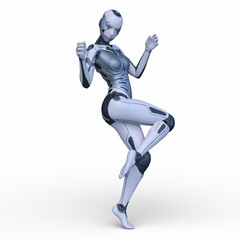 女性サイボーグ　3DCGレンダリング