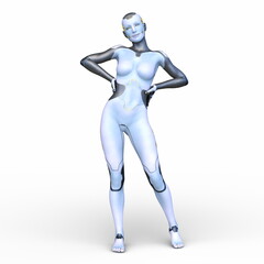 女性サイボーグ　3DCGレンダリング