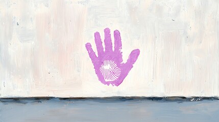 Purple Handprint on Wall for Abstract Art.