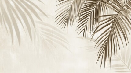 Obraz premium Beige Palm Leaves Shadows Background Texture