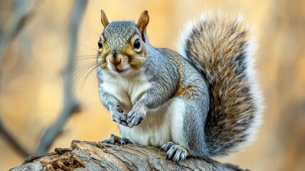 Fototapeta premium Closeup of a Grey Squirrel on a Tree Branch