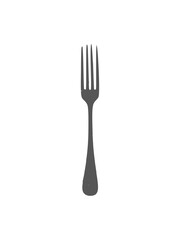 A clean vector illustration of a four-pronged dinner fork with a simple design.
