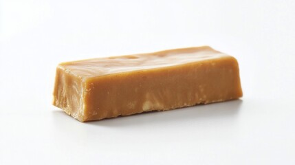 Light Brown Caramel Candy Bar on White Background