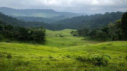 Obraz premium Scientists attempt rewild a deforested landscape by reintroducing native plants and animals Will nature recover on its own or does it need human intervention