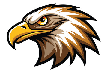 Fototapeta premium An eagle head mascot showcases intricate details and a fierce expression against a clean white backdrop, vintage eagle head mascot, isolated white background
