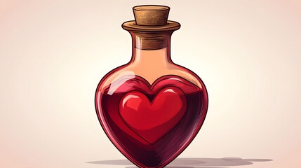 Romantic Heart Love Potion Glass Bottle for Red Love Elixir Concept
