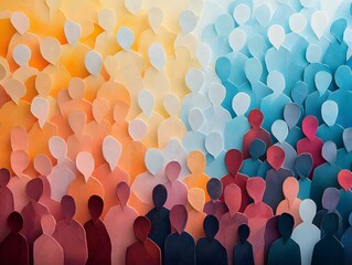 a paper cut of of a crowd of diverse people 