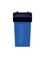 Vector illustration of a blue housing water filter. The filter is designed for large-capacity water filtration.