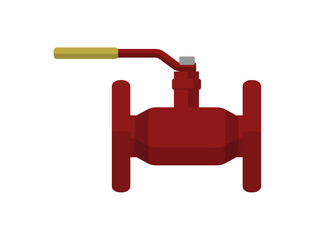 Vector illustration of a red industrial water valve. The valve is designed for controlling water flow in industrial settings.