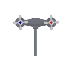 Vector illustration of a metal cross handle faucet. The faucet features a classic design with cross handles for water control.