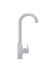 Vector illustration of a gray modern curved faucet. The faucet is sleek and elegant, suitable for modern bathrooms.