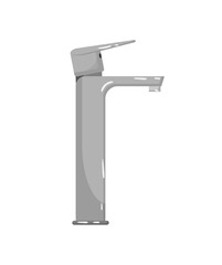 Vector illustration of a gray modern single faucet. The faucet is designed for easy water flow and temperature control.