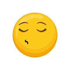 Vector illustration of a yellow emoticon with a sleeping expression, closed eyes and a small mouth.