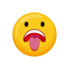 Vector illustration of a yellow emoticon with a happy expression and a wide smile.